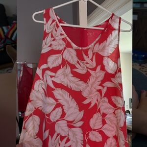 Loft floral sleeveless top coral and white high-low hem